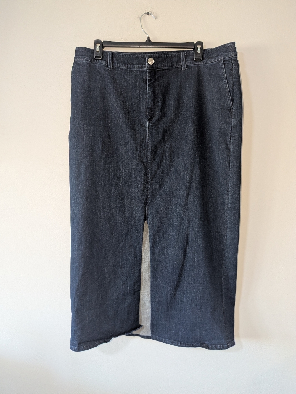 18 Eloquii Dark Wash Front Slit Denim Maxi Dress